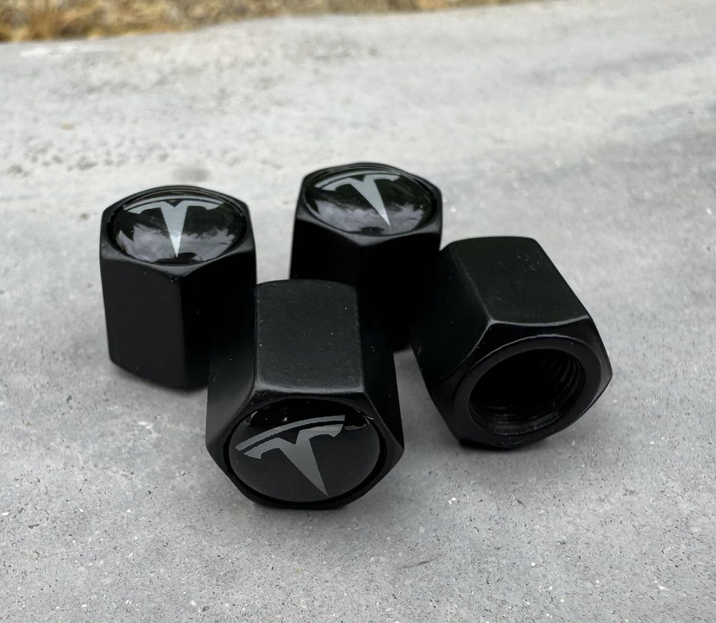 Car Tire Valve Stem Caps for Tesla Model 3, S, X, Y Accessories (4 Pack) Leakproof Aluminum Tire Valve Caps with Rubber O-Rings Compatible with Tesla Model Y Accessories 2023