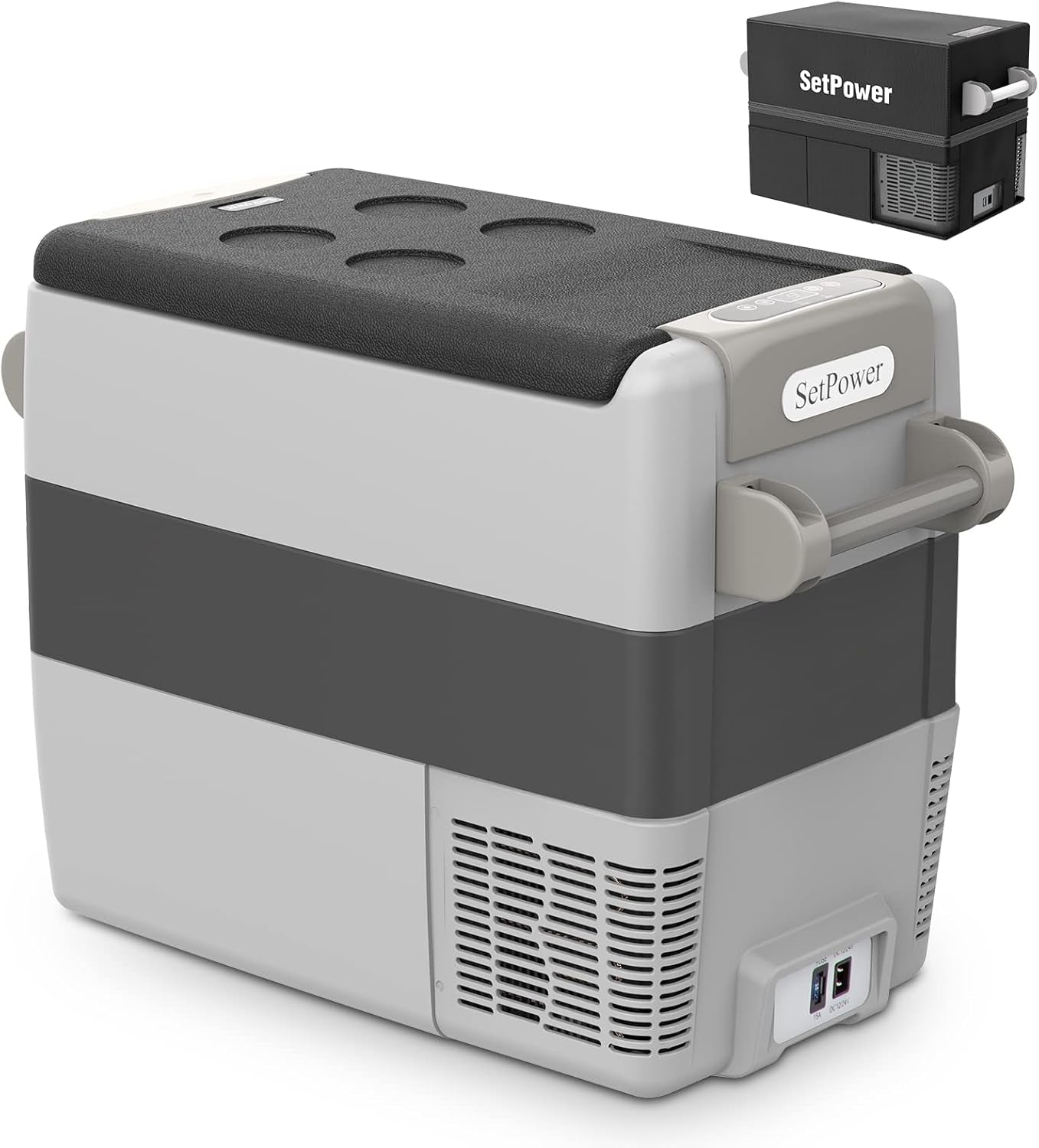 AJ30 Portable Refrigerator,Portable Freezer,32 Quart Electric Cooler,Car Refrigerator,12/24V DC Cable & 110/240V Ac,Car Fridge for Camping,Truck,Rv,Travel,Fishing TRUCK DRIVER