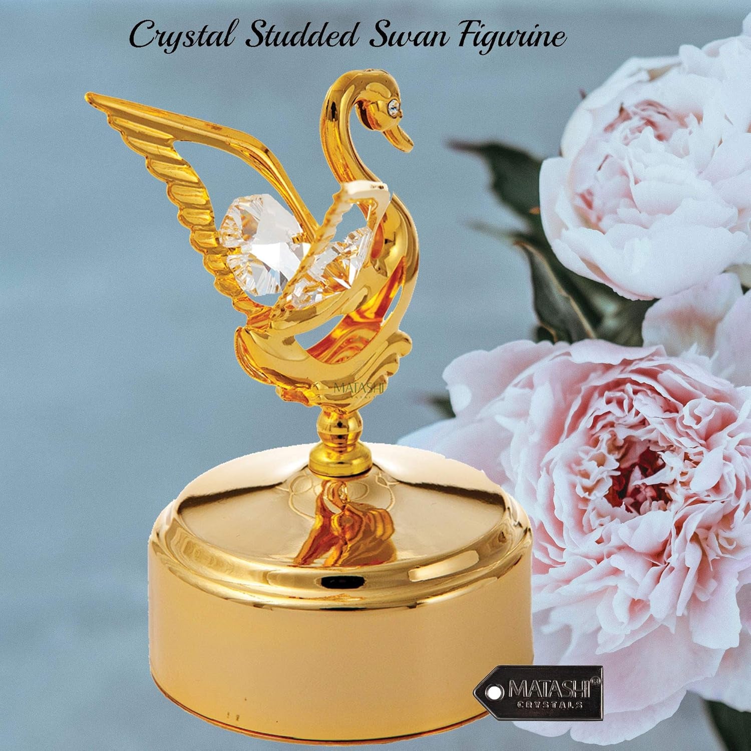 24K Gold Plated Music Box with Crystal Studded Swan Figurine Home Bedroom Living Room Decor Tabletop Ornaments Showpiece Gift for Musician Valentine'S Day - Swan Lake