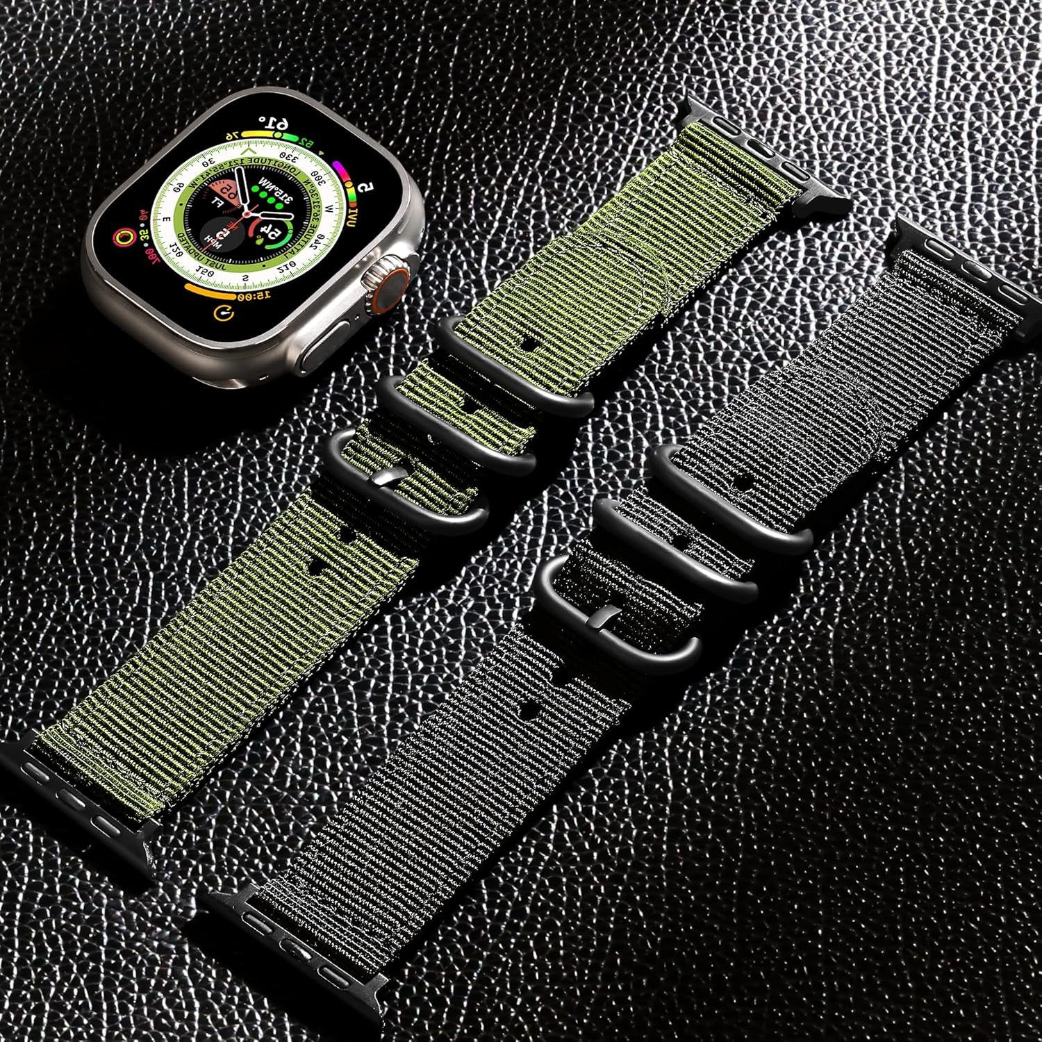 Breathable Nylon Band with Three Loop for Apple Watch Band 41Mm 40Mm 38Mm, Light Military Outdoor Sport Iwatch Bands for Men, Cool Rugged Tough for Apple Watch Bands Series 8 7 6 SE 5 4 3 2 1(Black)