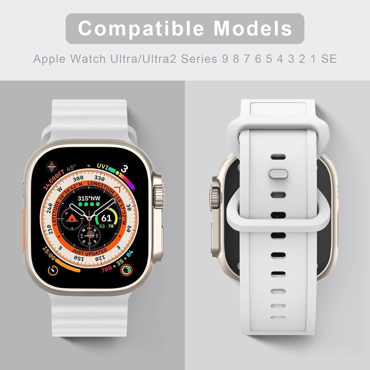 Silicone Ocean Bands Compatible with Apple Watch Band Ultra 49Mm 45Mm 44Mm 41Mm 38Mm 40Mm 42Mm for Women Men, Soft Breathable Sport Ocean Loop Wristband Replacement Strap Compatible for Apple Watch Ultra 2/Ultra Iwatch SE2/SE Series 9 8 7 6 5 4 3 2 1