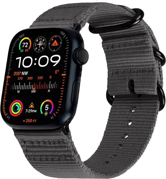 Hiking Trail Nylon Band | the Original Rugged Compatible with Apple Watch Band for Men & Women - Soft, Breathable, Woven Water-Resistant Nylon Mens Iwatch Strap | Fits 41Mm 40Mm 38Mm Series 9 8 7 6 SE 5 4 & All Models (Casper Gray)