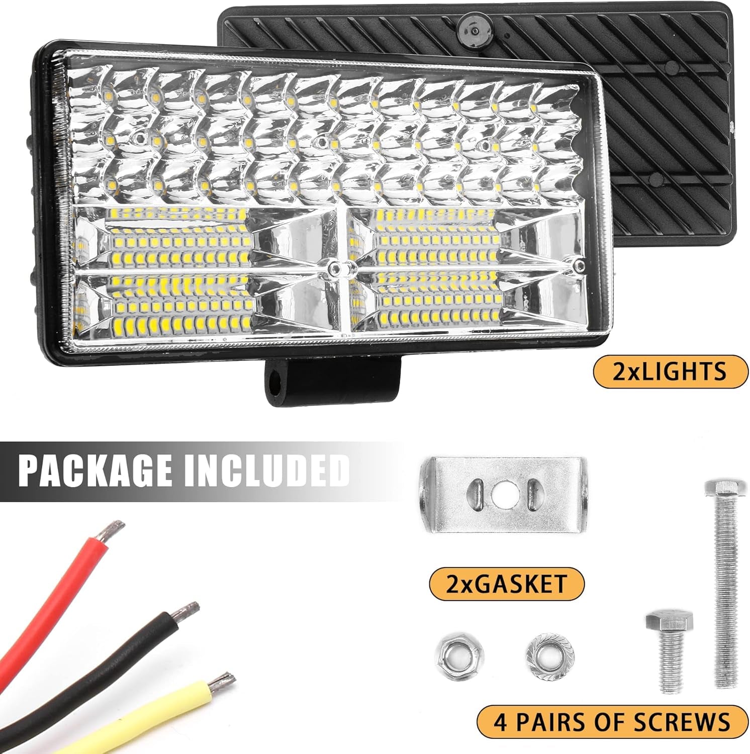 Led Work Light for Truck, 9 Inch 12-80V 84LED 32000Lm 250W Spot & Flood Combo off Road Light Bar Waterproof Led Driving Light Assemblies for Tractor Pickup Cabin Boat Car Jeep SUV ATV (Pair)