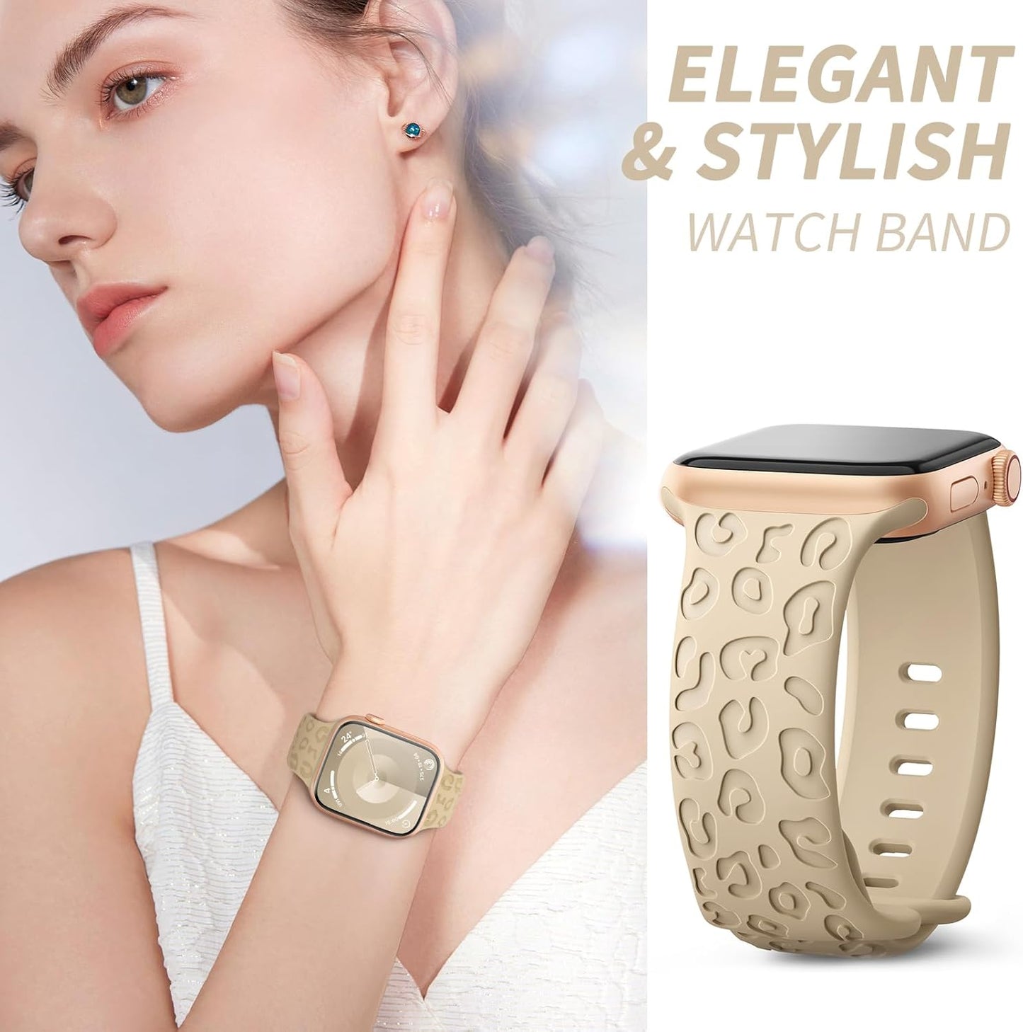 Leopard Engraved Band Compatible with Apple Watch Bands 38Mm 40Mm 41Mm Women Men, Sport Replacement Wristbands for Iwatch Bands Ultra2 Series 9 Ultra 8 7 6 5 4 3 2 1 SE