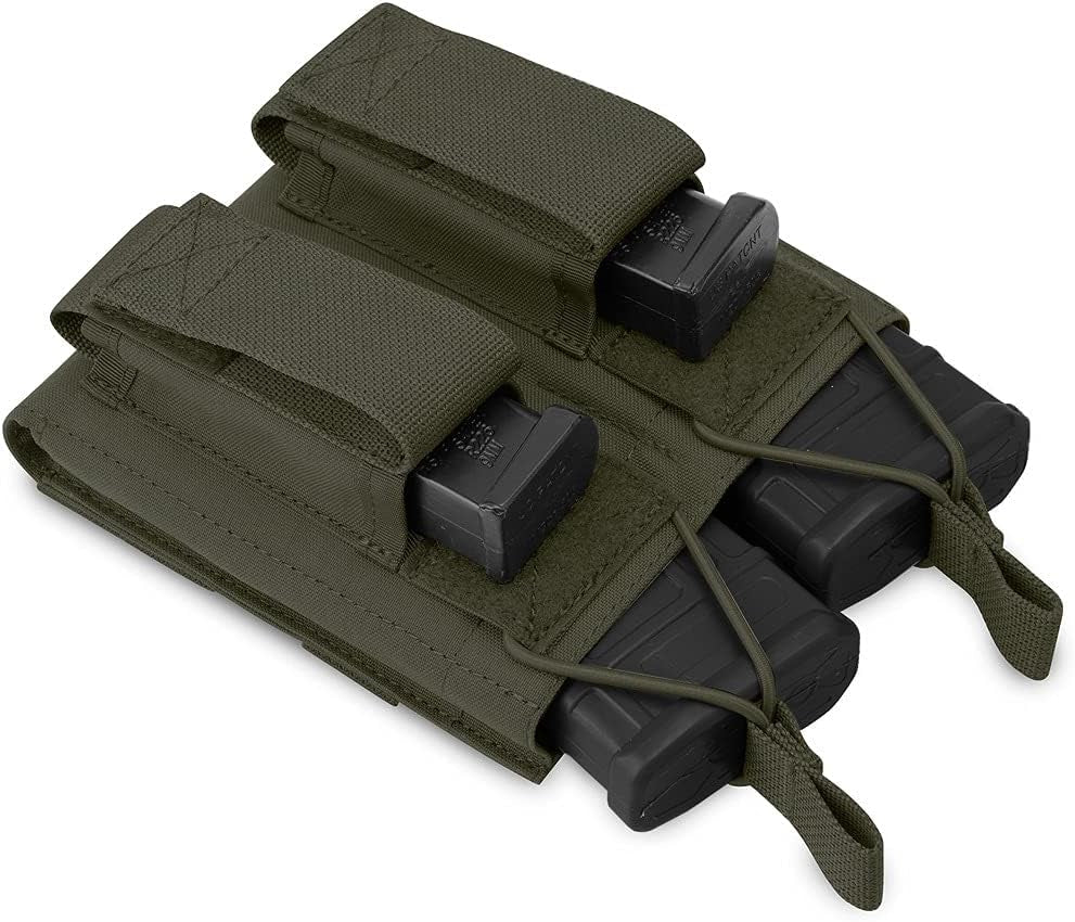 Triple/Double/Single Open-Top Mag Pouch for 5.56 .223 Magazine with 1911 HK45 Glock 9Mm Pistol Mag Pouch