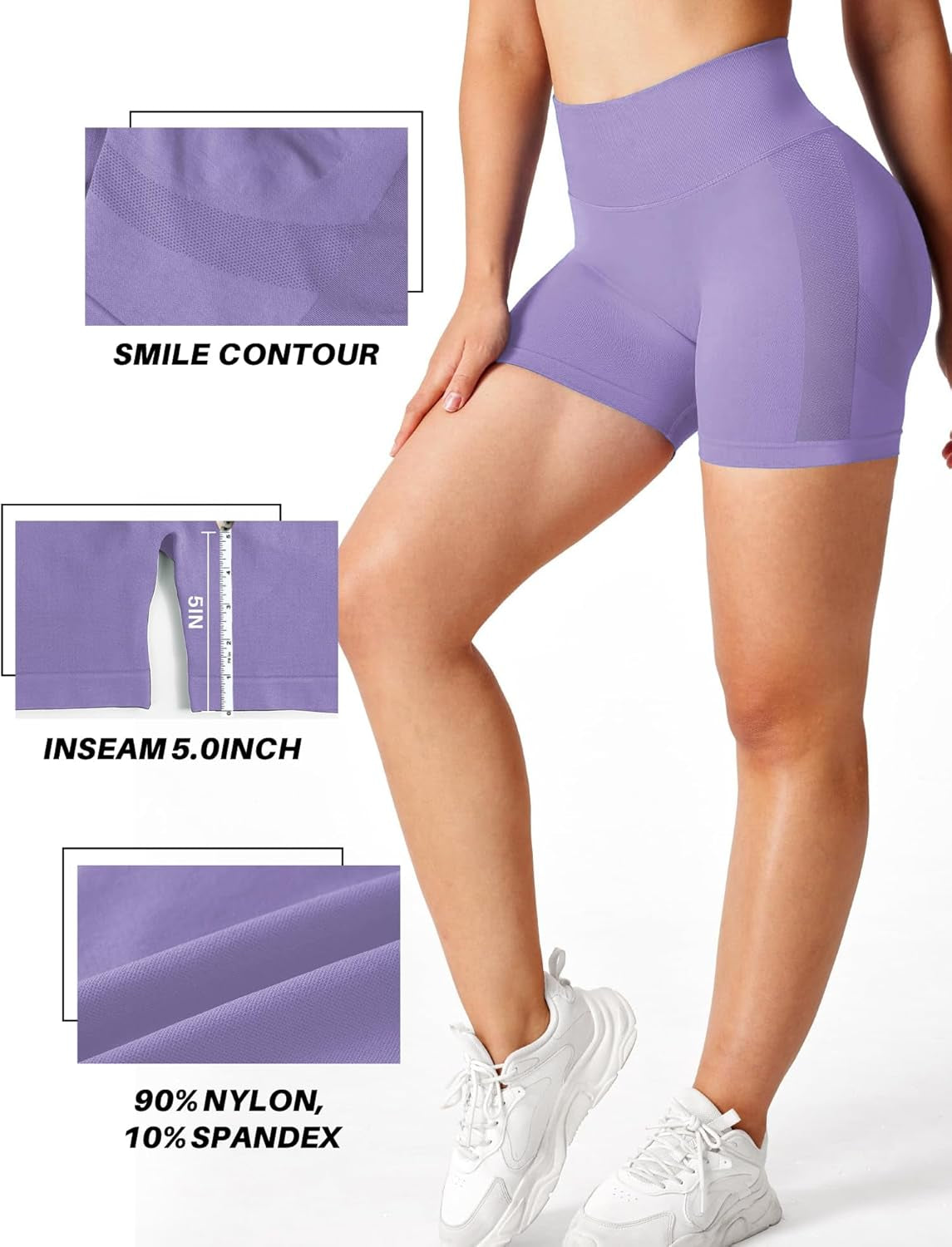 Womens Scrunch Gym Butt Lifting Seamless 5" Shorts Yoga High Waisted Workout Athletic Running Sport Active Booty Shorts