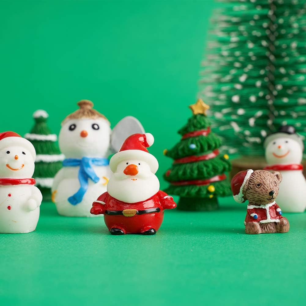 38PCS Christmas Miniature Figurines Ornament Kit Santa Claus Tree Resin Decoration for Fairy Garden Doll House Home Decor