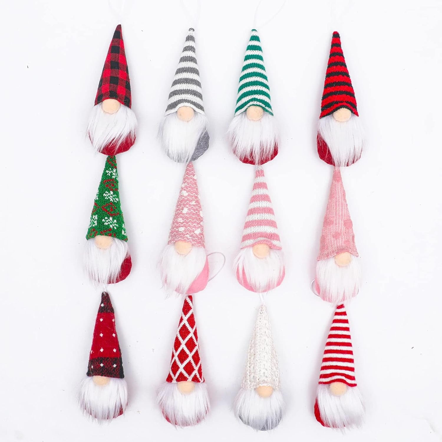 Gnome Christmas Ornaments Set of 3, Christmas Tree Ornaments Tomte Xmas Santa Gnomes Plush Doll Decorative Xmas Party Faceless Gnomes Santa Elf Ornaments Holiday Decoration Home Decor (Pink Gnomes)