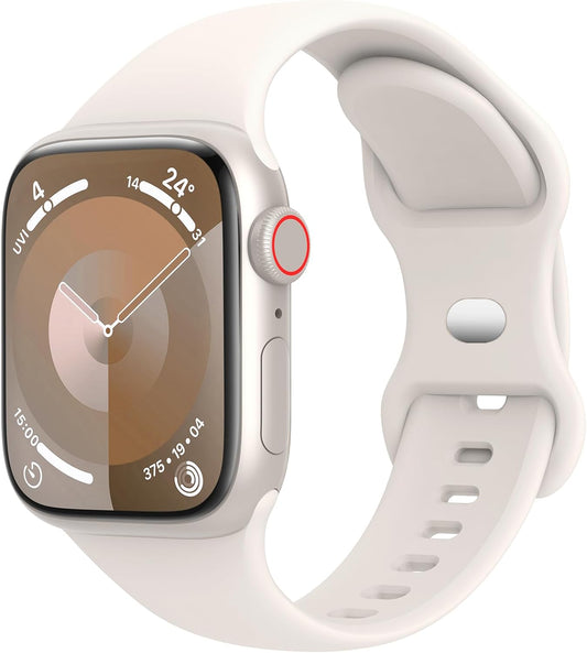 Sport Bands Compatible with Apple Watch Band 40Mm 41Mm 38Mm 42Mm 44Mm 45Mm 49Mm Women Men,Soft Silicone Strap for Iwatch Series Ultra 9 8 7 6 5 4 3 2 1 SE Starlight