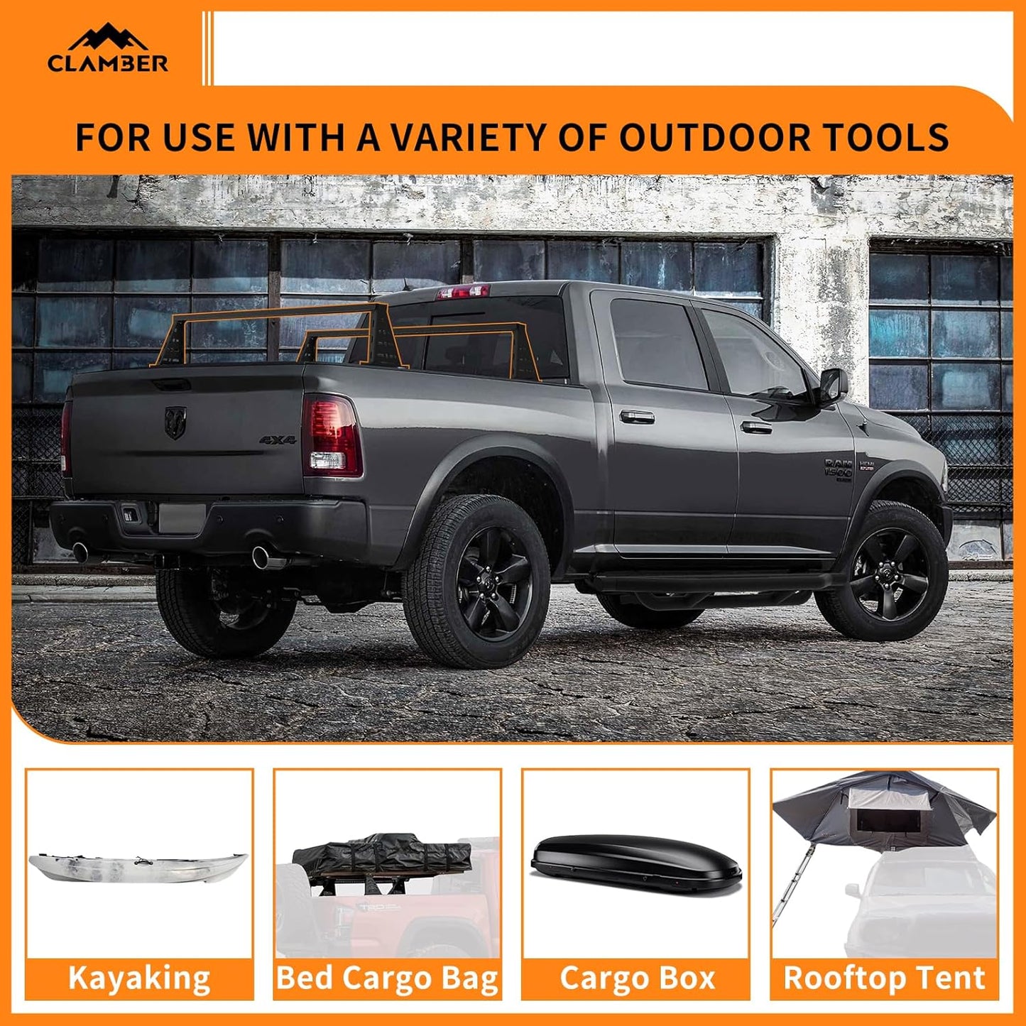 Overland Bed Bars for Full-Size Pickup Truck, Adjustable Ladder Racks Cross Bar Bed Racks Compatible with Ford F-Series, Silverado, Sierra, Ram, Titan & XD, Tundra