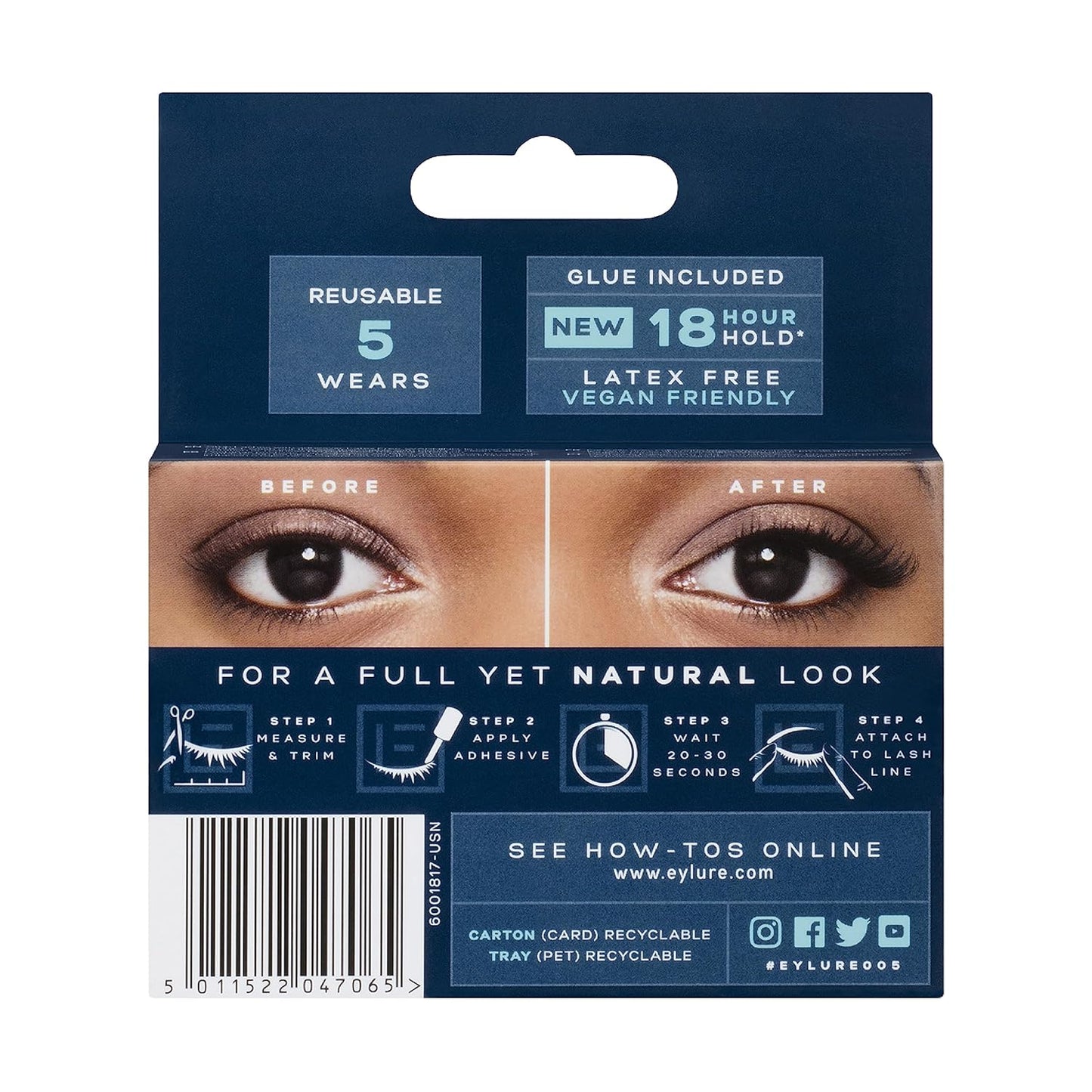 Volume Accent No. 005 Reusable Eyelashes, Adhesive Included, 1 Pair