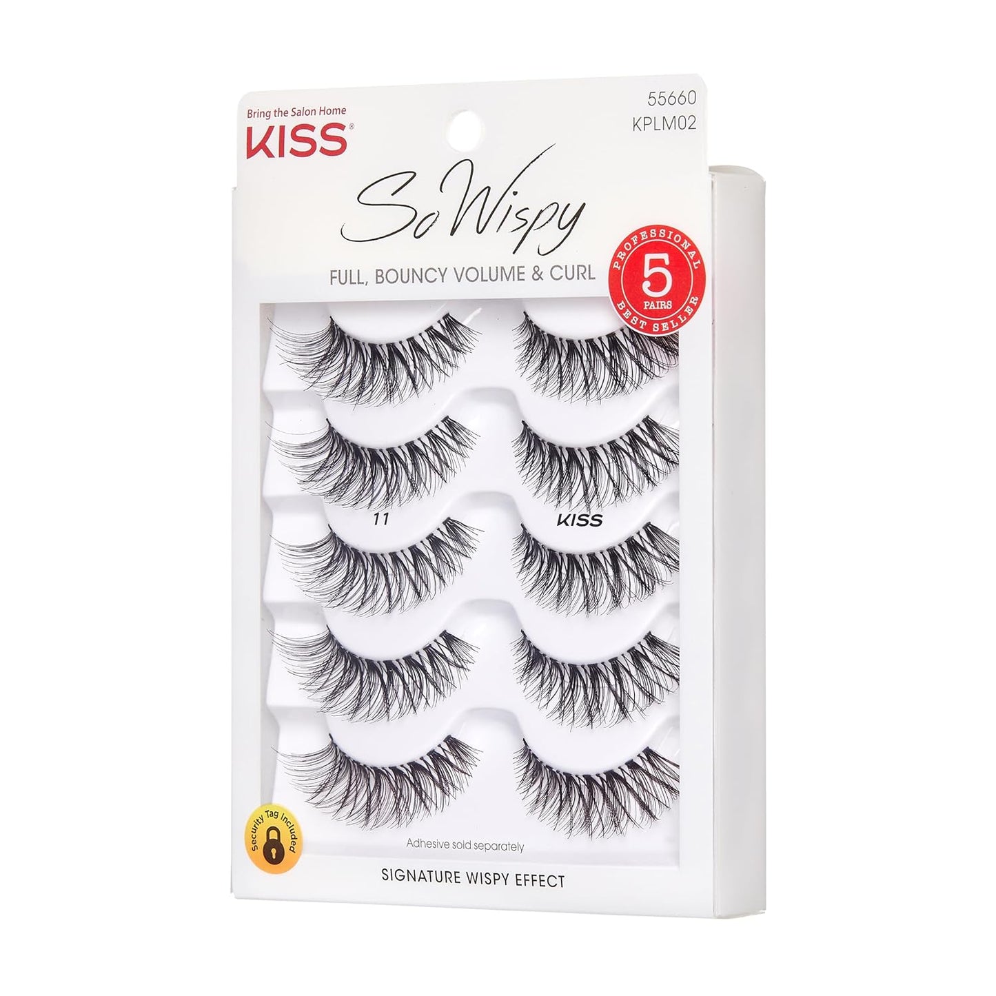 so Wispy, False Eyelashes, 'Style #11', 12 Mm, Includes 5 Pairs of Lashes, Contact Lens Friendly, Easy to Apply, Reusable Strip Lashes, Glue On, Mulitpack