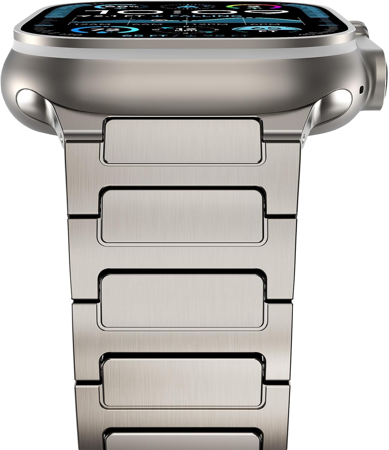 Grade 2 Titanium Band for Apple Watch Band Ultra 2 49Mm Series 10 46Mm Series 9 Series 8 Series 7 45Mm 44Mm SE 6 5 4 3 42Mm Iwatch Stainless Steel Link Bands for Men
