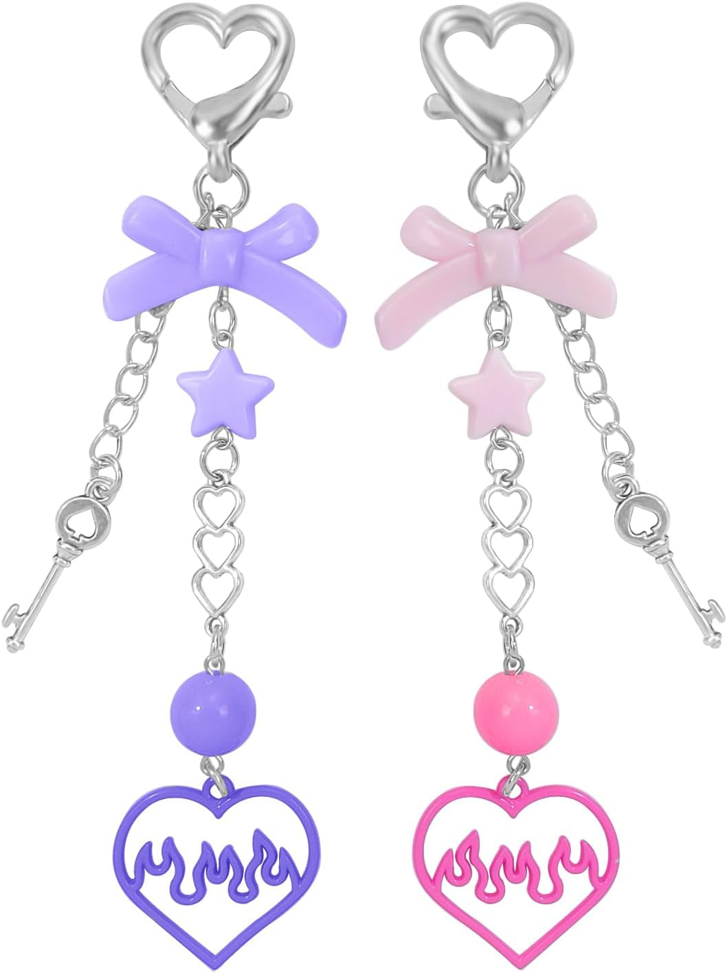 Cute Keychain Aesthetic Y2K Keychain Accessories Heart Butterfly Strawberry Bear Key Chain for Keys Bags Women Gifts