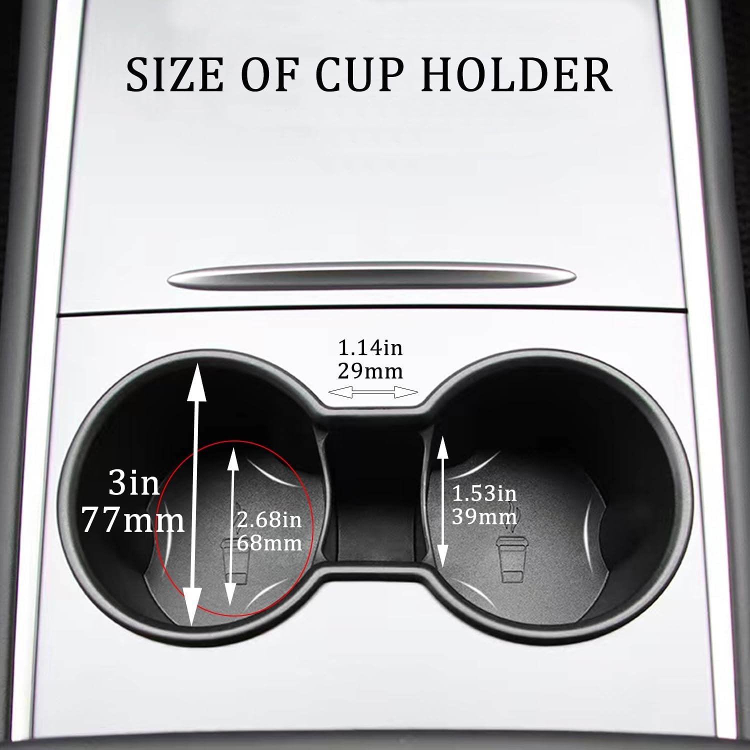 Upgraded Tesla Cup Holder Insert for 2024-2021 Model Y and 2023-2021 Model 3
