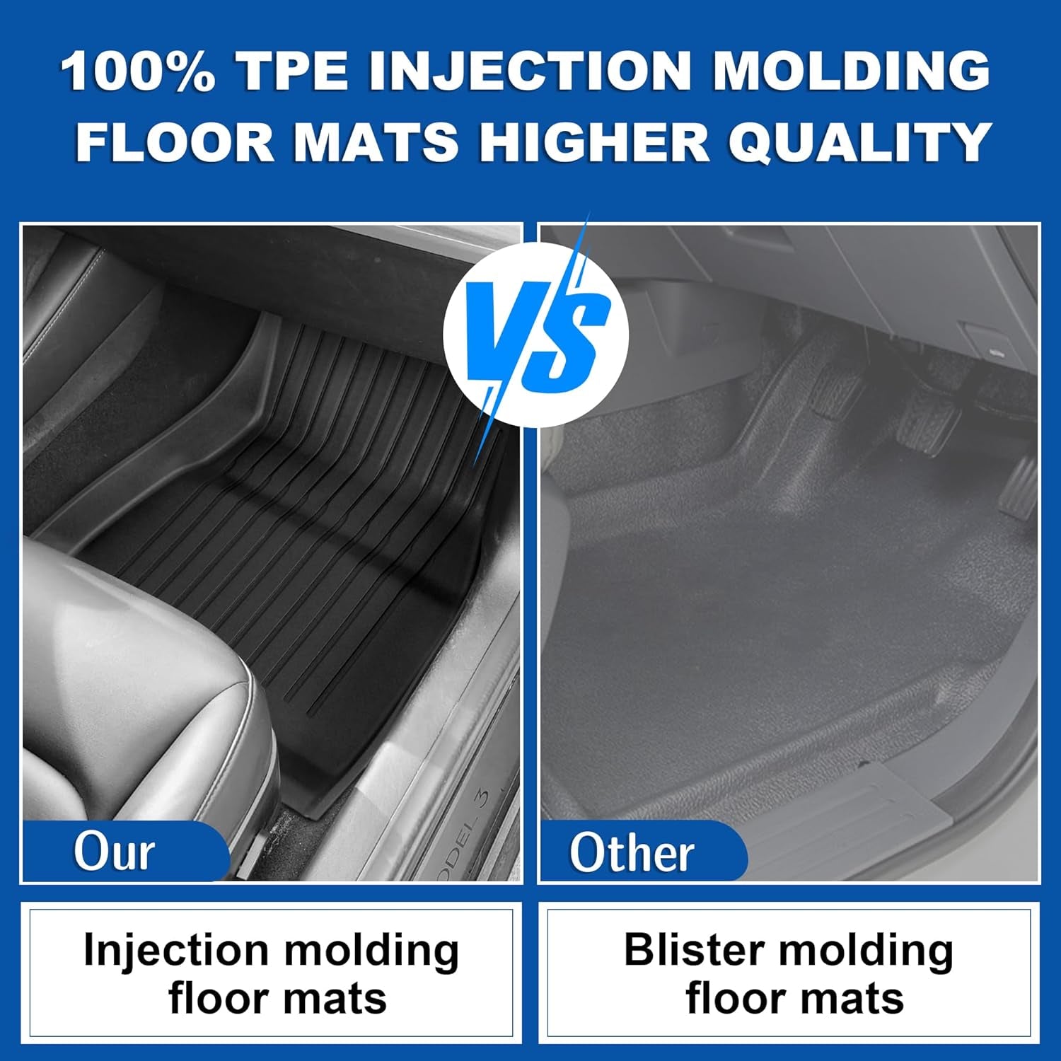 Floor Mats Fit for 2025 2024 Tesla Model 3 Highland, TPE All Weather Cargo Liner Floor Mats and Cargo Trunk Mats Accessories Front Rear Cargo Mat Full Set