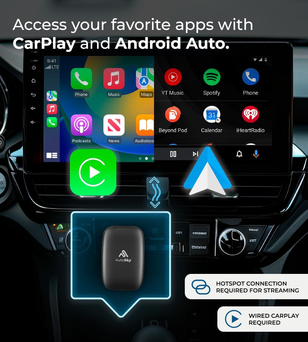Ai Box Lite Air - Streaming on the Go, Netflix and Youtube in Your Car. Convert Your Wired Carplay into Wireless Carplay or Android Auto. Hotspot Required for Streaming. Wired Carplay Required TRUCK DRIVER