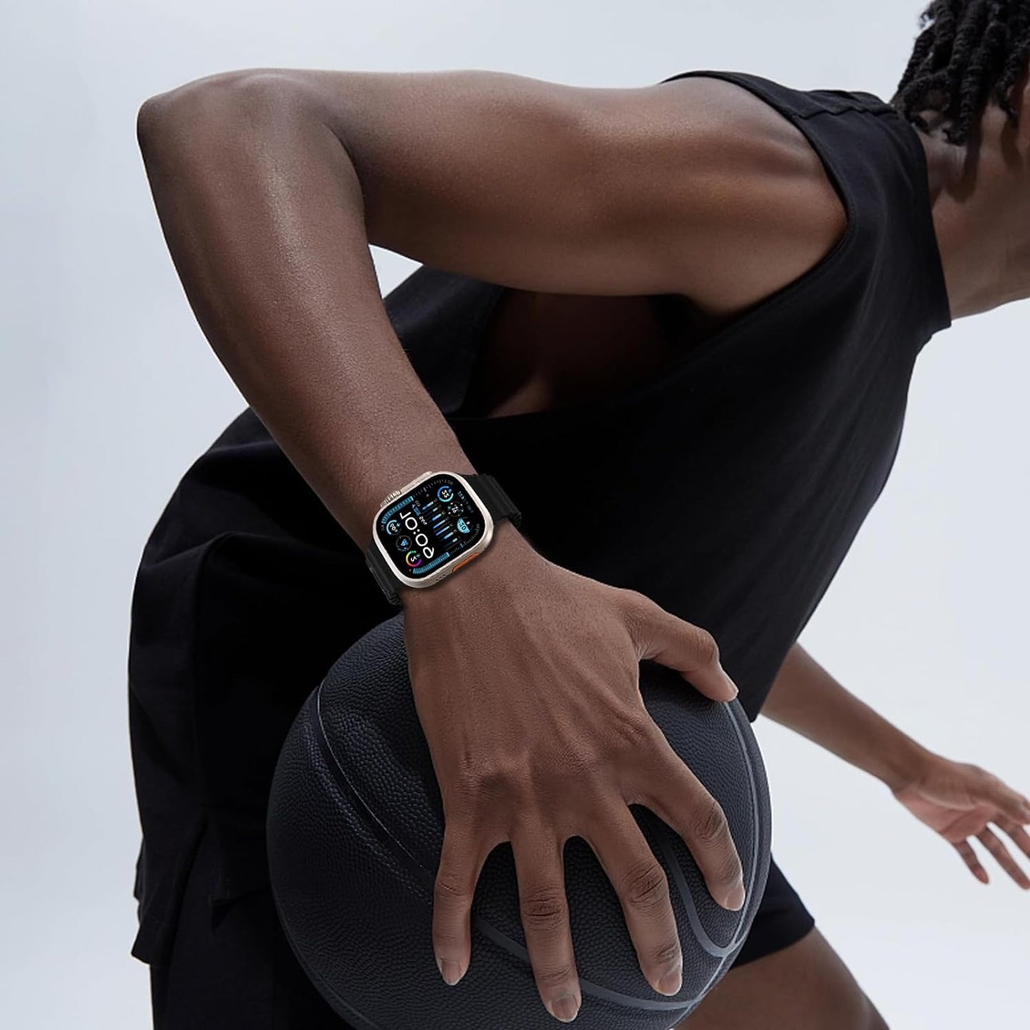 Ocean Silicone Sport Band - Compatible with Apple Watch Ultra 2/Ultra Band 49Mm 45Mm 44Mm 42Mm for Men Women, Breathable Soft Waterproof Strap for Iwatch Ultra 2, Iwatch Ultra Series SE 9/8/7/6/5/4