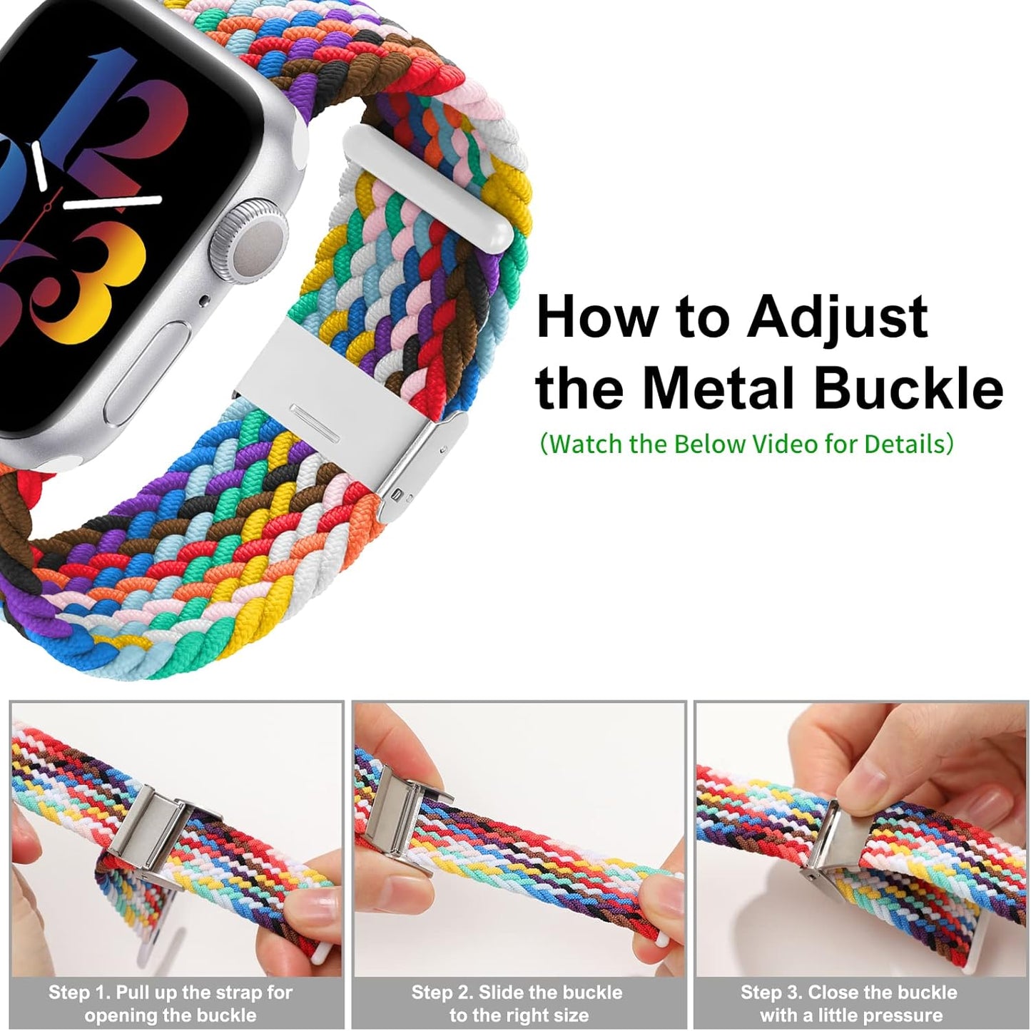 Compatible with Apple Watch Bands 44Mm 40Mm 38Mm 42Mm 41Mm 45Mm 46Mm 49Mm, Iwatch Bands Women Men,Adjustable Braided Solo Loop Elastic Sport Band for Iwatch Ultra SE Series 10/9/8/7/6/5/4