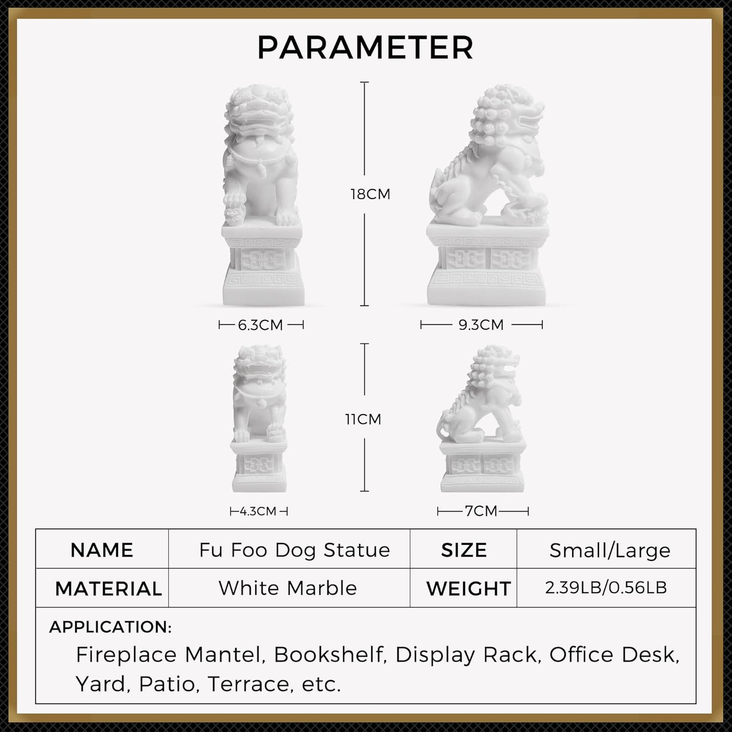 Foo Dogs Statues Pair, Chinese Fu Foo Dogs Guardian Lion Statues Beijing Lions Ornaments 2024 Feng Shui Home Decor Indoor Outdoor Ward off Evil Energy (Small)