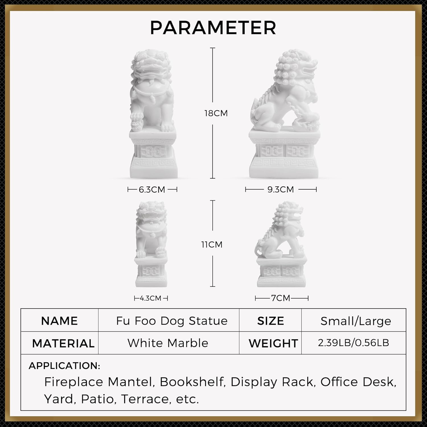 Foo Dogs Statues Pair, Chinese Fu Foo Dogs Guardian Lion Statues Beijing Lions Ornaments 2024 Feng Shui Home Decor Indoor Outdoor Ward off Evil Energy (Small)