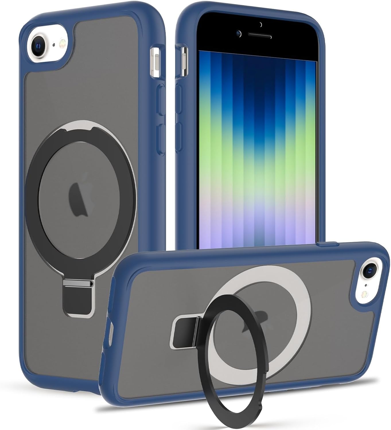 2025 New Magnetic for Iphone 16E Case,Compatible with Magsafe,Military Grade Drop Tested, Shockproof Matte Translucent Hard Back Slim Protective Case.Black Magnetic Circle.