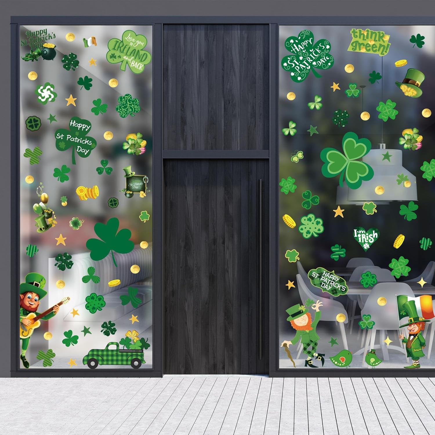 St Patricks Day Decorations Window Clings 10 Sheet for Glass Windows Shamrock Window Clings Stickers