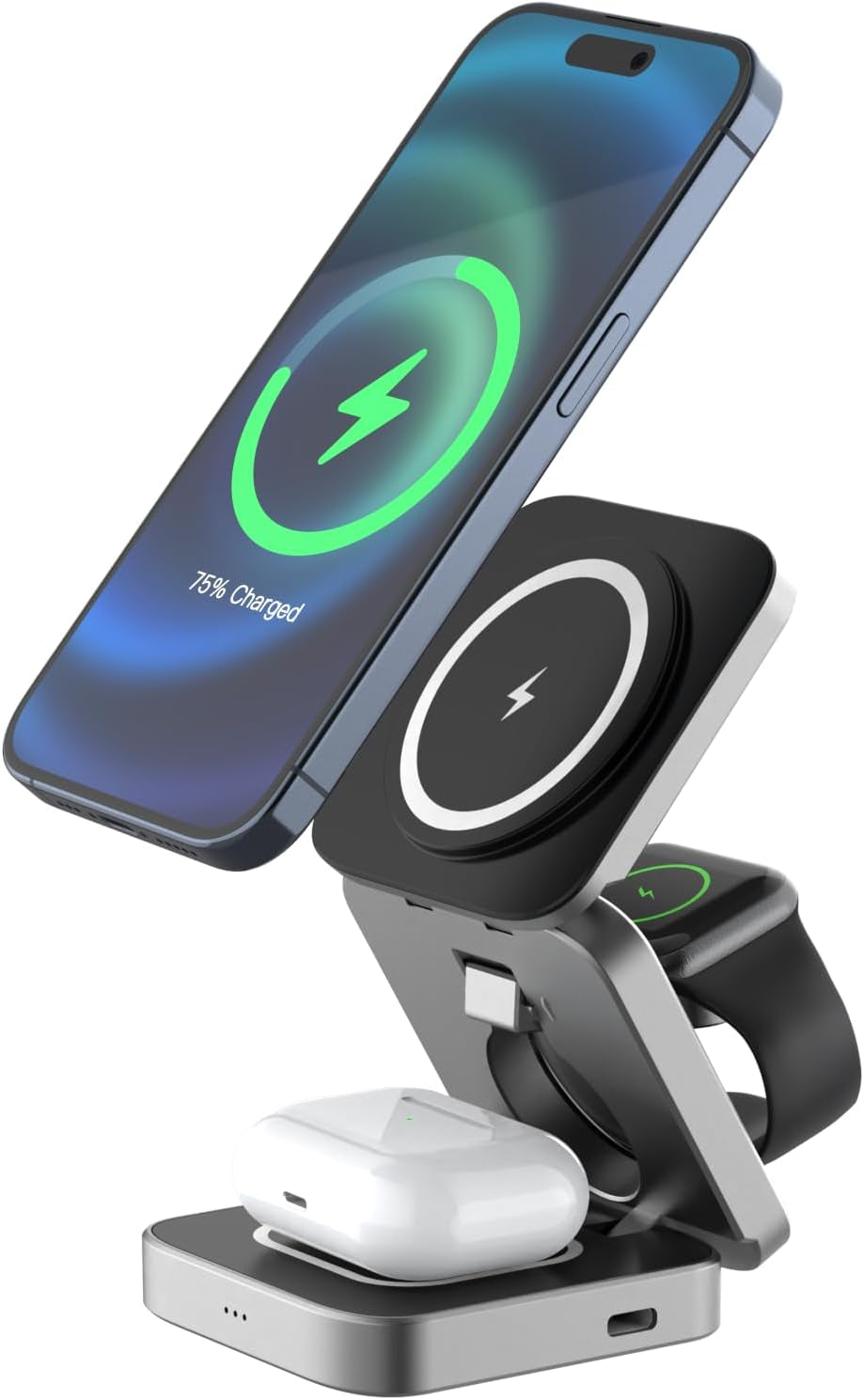 Compatible with Apple Watch Band 38Mm 40Mm 41Mm Rose Gold with Case & 3 in 1 Charging Station for Iphone Apple Watch Airpods