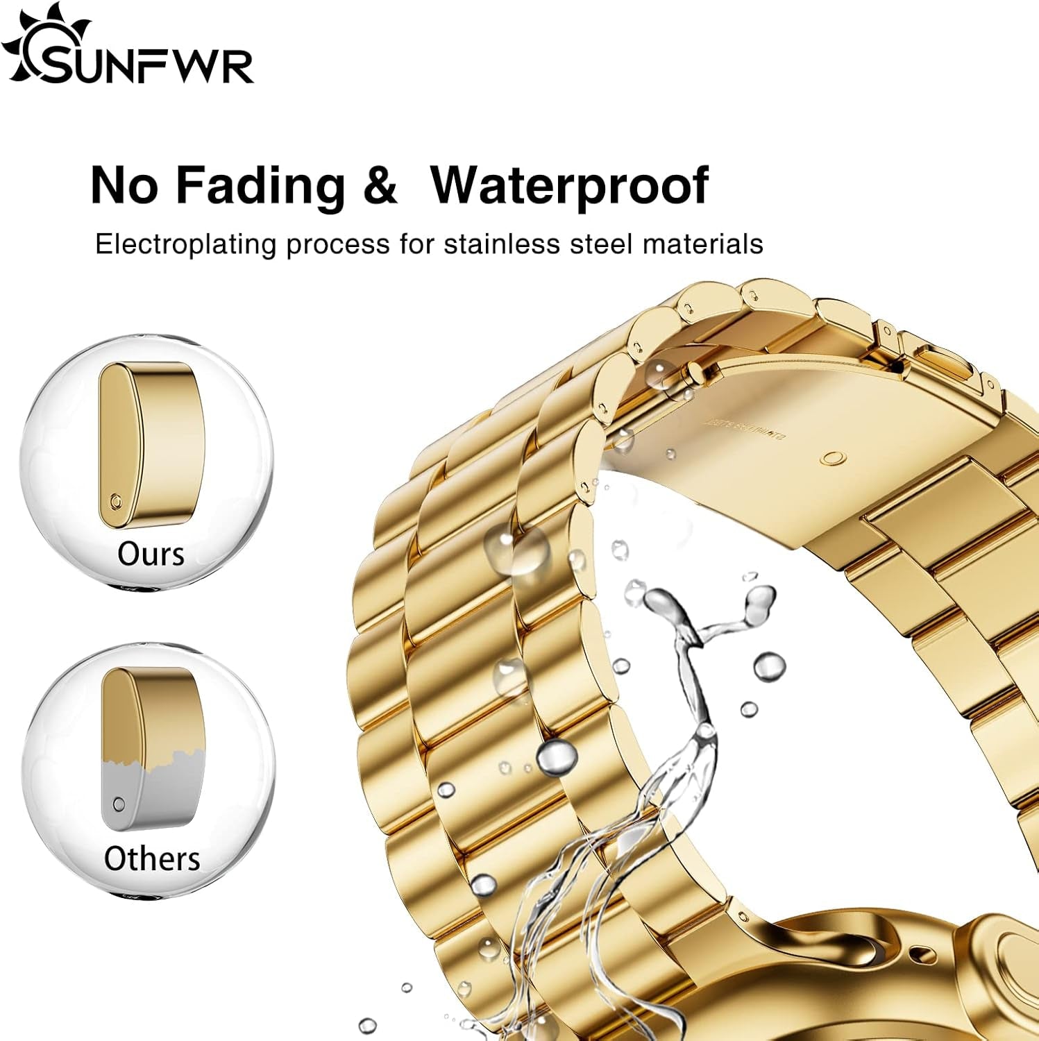 Compatible with Apple Watch Band 41Mm 40Mm 38Mm for Women Men, Stainless Steel Metal Iwatch Band with Case for Apple Watch Series 9/8/7/6/5/4/3/2/1/SE/SE2 (Gold-Plated, 38Mm/40Mm/41Mm)