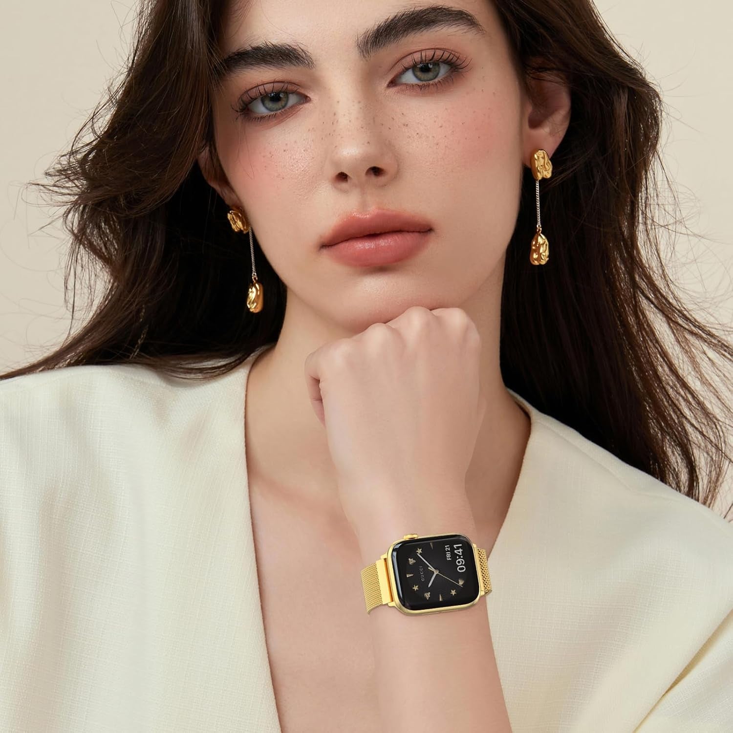 Stainless Steel Mesh Loop Compatible with Apple Watch Band 38Mm 40Mm 41Mm 42Mm 44Mm 45Mm 46Mm 49Mm Women Men, Magnetic Clasp Replacement Strap for Iwatch Series Ultra SE 10 9 8 7 6 5 4 3 2 1