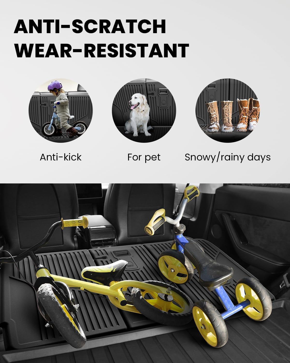 Rear Back Seat Protector Fit for Tesla Model Y 2020-2024, TPE Second Row Seats Back Cover, Waterproof Backrest Mats Accessories, 3 PCS