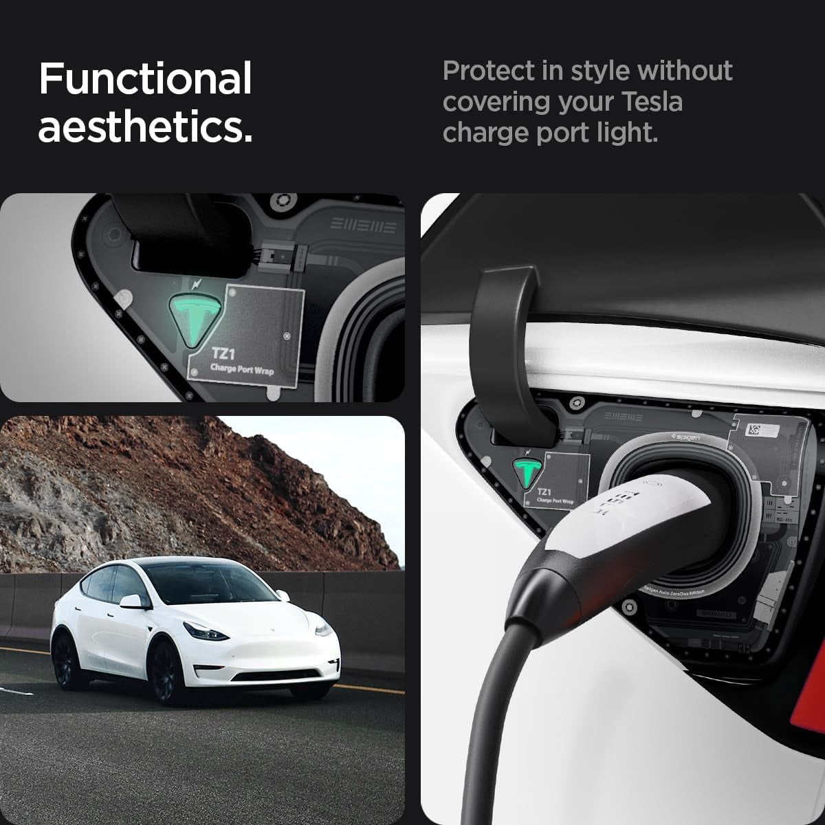 Tapshield Charge Port Wrap Designed for Tesla Model 3 and Y Charge Port [Not Compatible with Model 3 2024 Refresh] - Zero One Edition