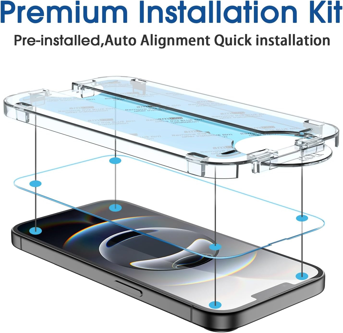 Auto-Alignment Onetouch for Iphone 16E [6.1''] Screen Protector + Camera Lens Protector, Tempered Glass, 30 Seconds Installation, Bubble Free, Case Friendly, Anti-Scratch [2+2 Pack]