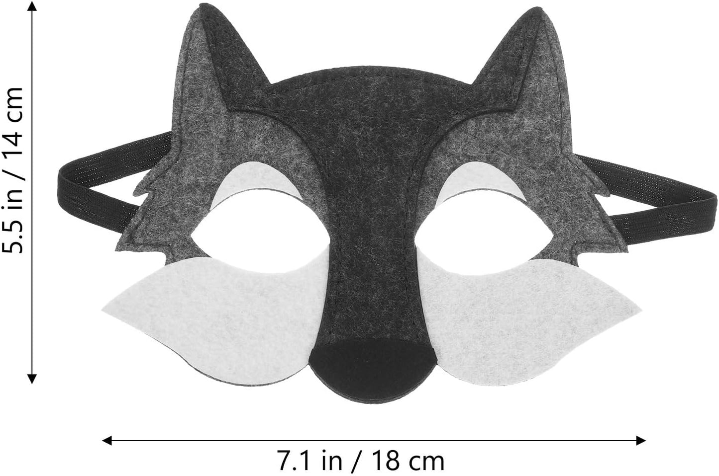 Wolf Mask Animals Felt Half Face Mask Costume Decor Dress up Party Favors 3Pcs