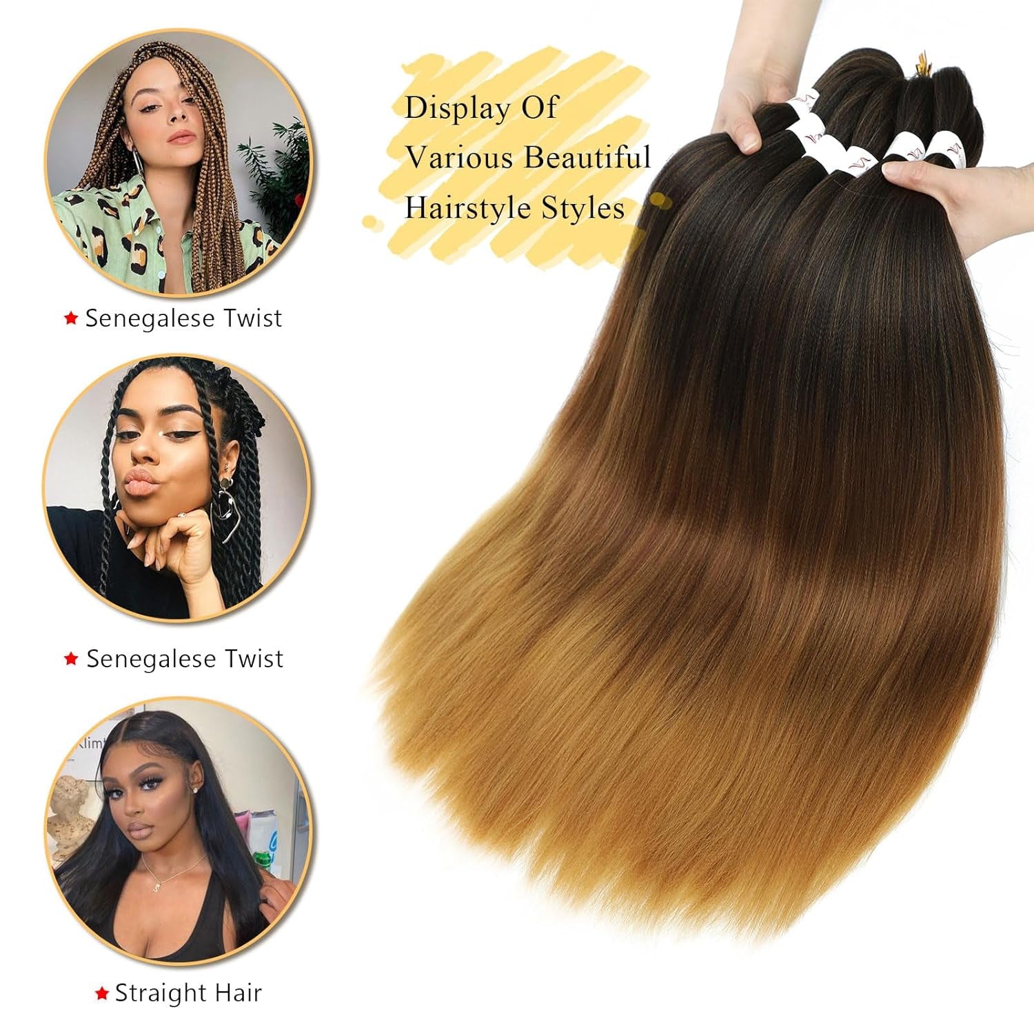 Braiding Hair Pre Stretched - 26 Inch Pre Stretched Braiding Hair 1B/30/27 Braiding Hair 8 Packs Ombre Braiding Hair for Black Women (26 Inch(8Packs), 1B/30/27)