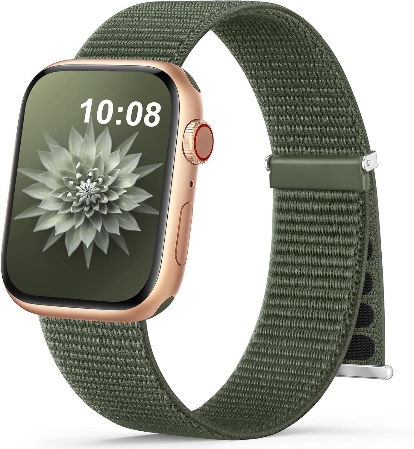 Nylon Band Compatible with Apple Watch Band 38Mm 40Mm 41Mm 42Mm 44Mm 45Mm 46Mm 49Mm for Women Men, Soft Braided Stretchy Solo Loop Sport Band for Iwatch Series 10/9/8/7/Se/Ultra Army Green S