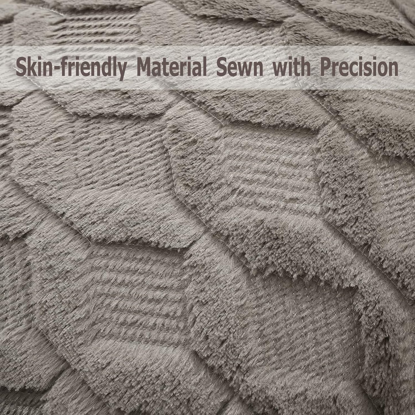 Pack of 2 Faux Wool Throw Pillow Covers 20X20 Inches Decorative Farmhouse Velvet Couch Pillow Case Soft Plush Square Boho Cushion Pillowcase, Dark Grey