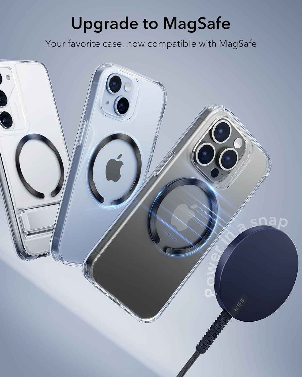 for Magsafe Ring, Ultra-Thin(0.4Mm) for Magsafe Sticker,6 Pack Universal Magnetic Wireless Charger Conversion Kit for Iphone 16/16E/15/14/13/12, Galaxy S24/S23, Magsafe Accessories, Black & Silver