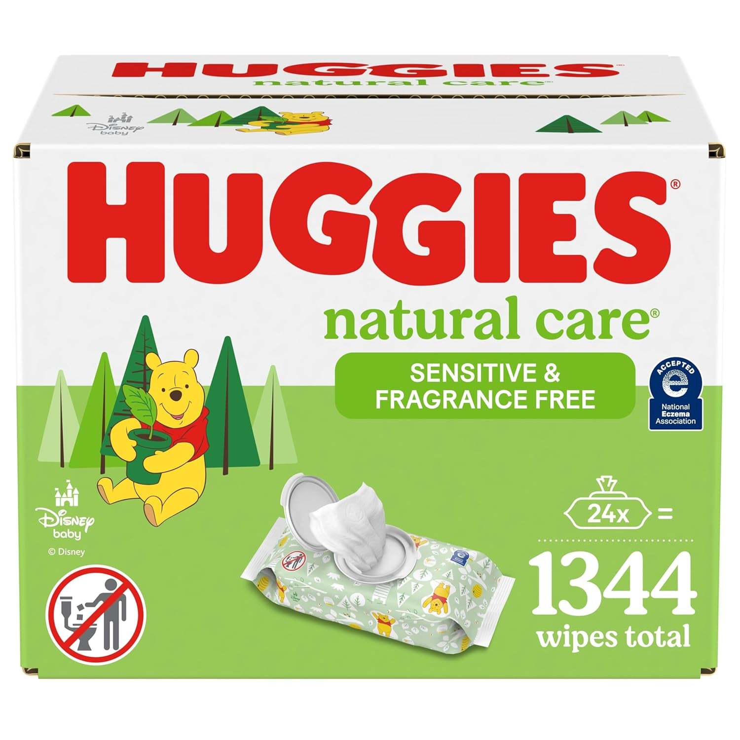 Natural Care Sensitive Baby Wipes, Unscented, Hypoallergenic, 99% Purified Water, 12 Flip-Top Packs (768 Wipes Total), Packaging May Vary