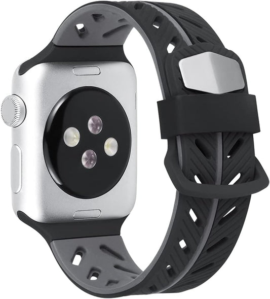 E Bands Compatible with Apple Watch Band 40Mm 38Mm 42Mm 44Mm，Two-Tone Soft Breathable Silicone Sports Replacement Strap Women Girls Compatible for Iwatch Series SE 6 5 4 3 2 1