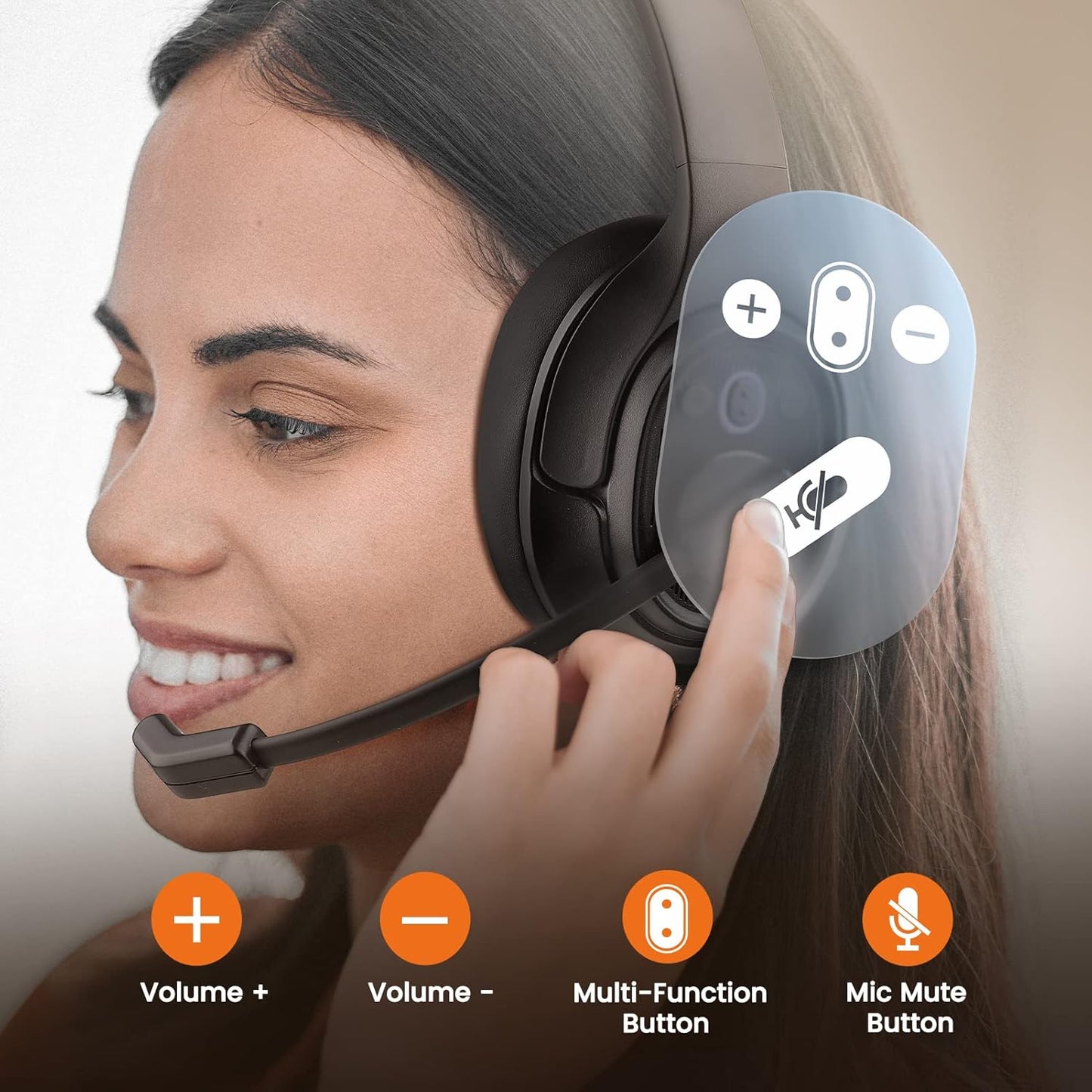 Trucker Bluetooth Headset, Wireless Headphones with USB Dongle for PC, Ai-Powered Environmental Noise Cancelling Microphone (ENC), 99Ft Long Wireless Range, 57Hrs On-Ear Trucker Headsets TRUCK DRIVER
