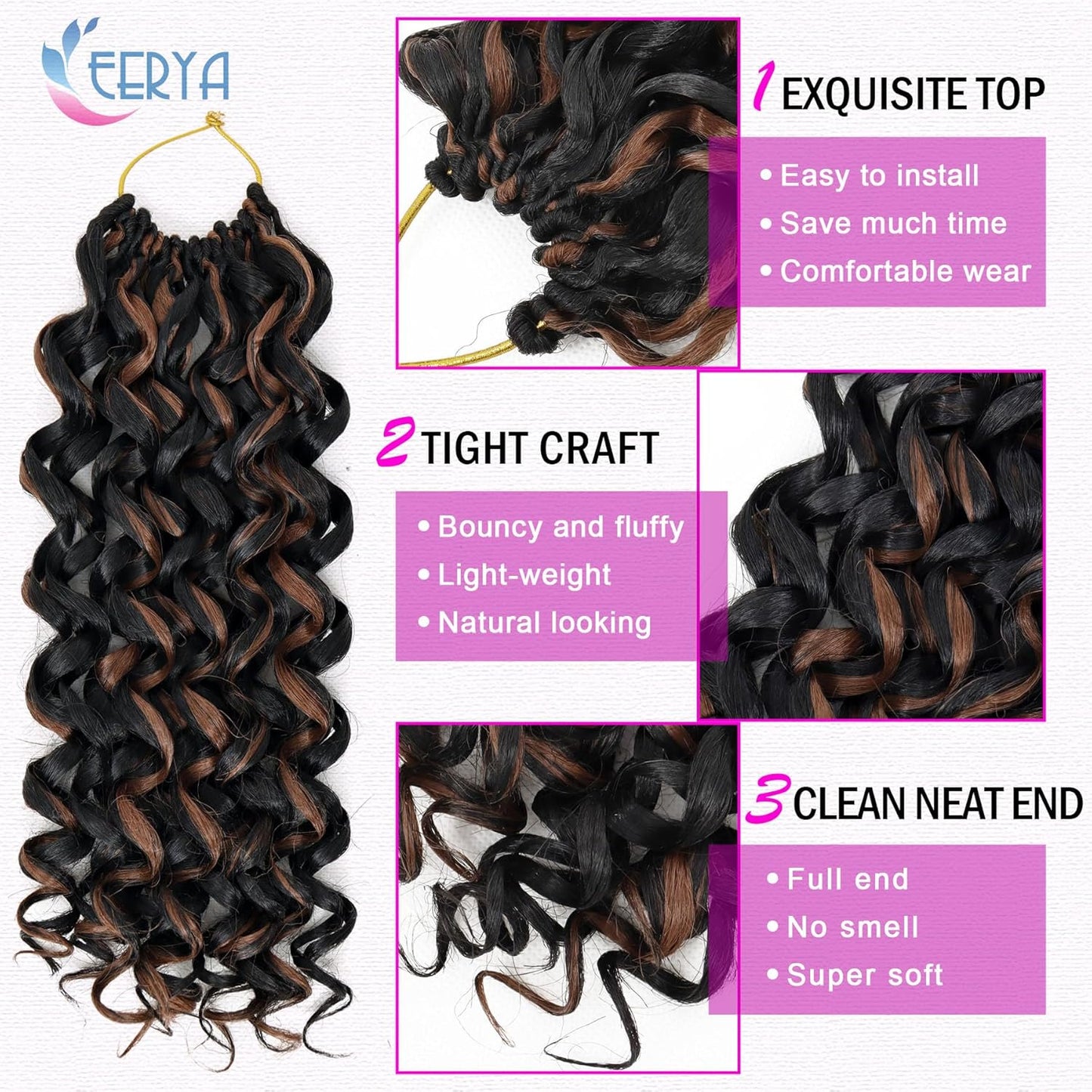 7 Packs Gogo Curl Crochet Hair 10 Inch Short Curly Crochet Hair for Women Water Wave Beach Curl Deep Twist Crochet Braids Synthetic Braiding Hair Extensions(10 Inch, P30)