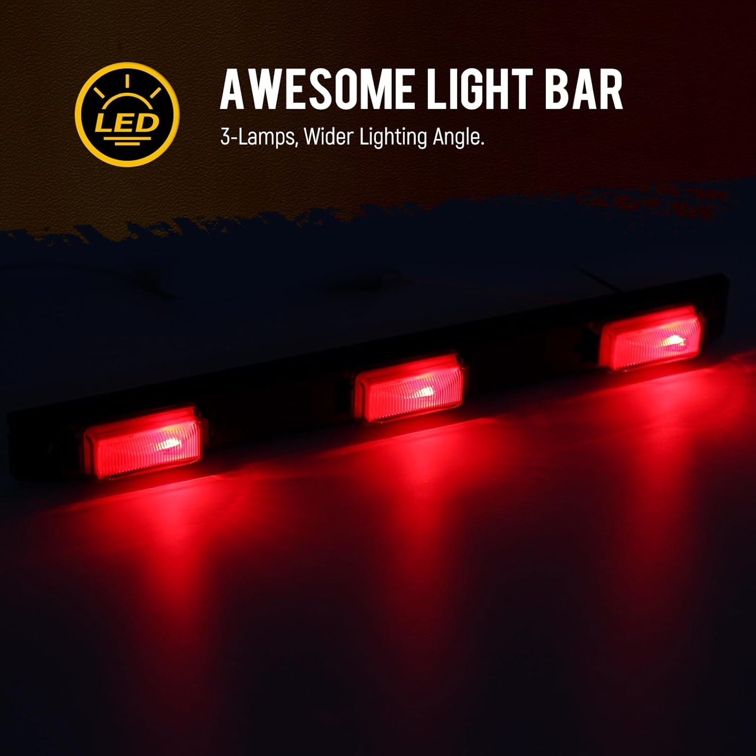 [DOT Approved] 17" Inch Red LED Truck Trailer Identification Light Bar, Waterproof Sealed 3 Lights Bar 12V Replacement for F150 F250 F350 RAM 1500 2500 3500 Silverado Sierra