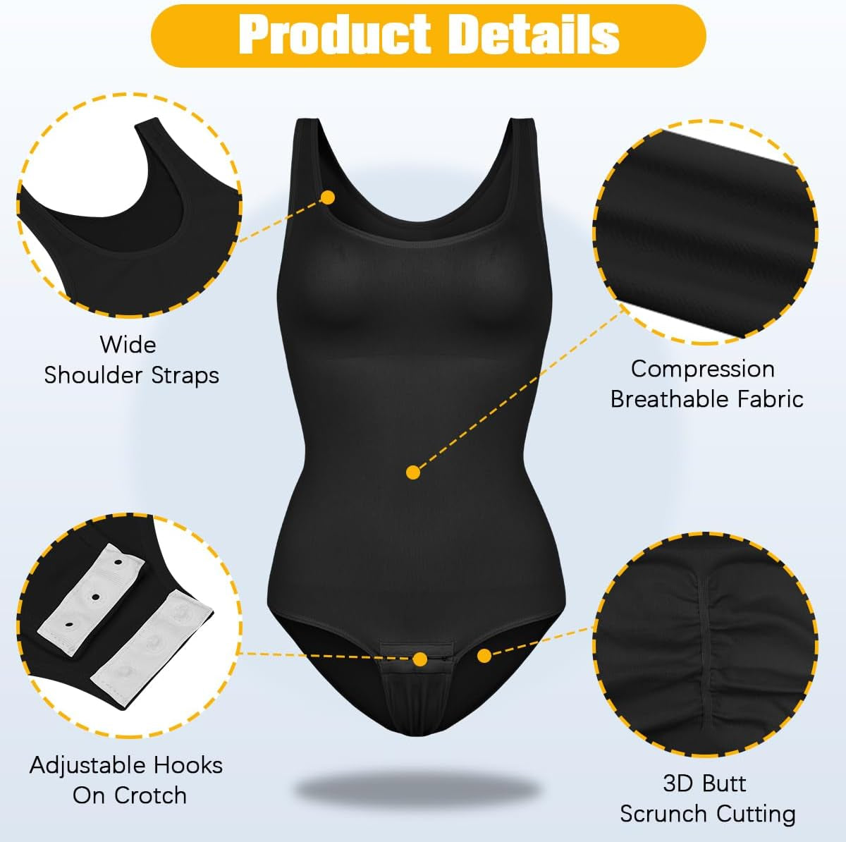 Bodysuit for Women - Tummy Control Seamless Tops Compression Butt Lifting Shapewear Bodysuits