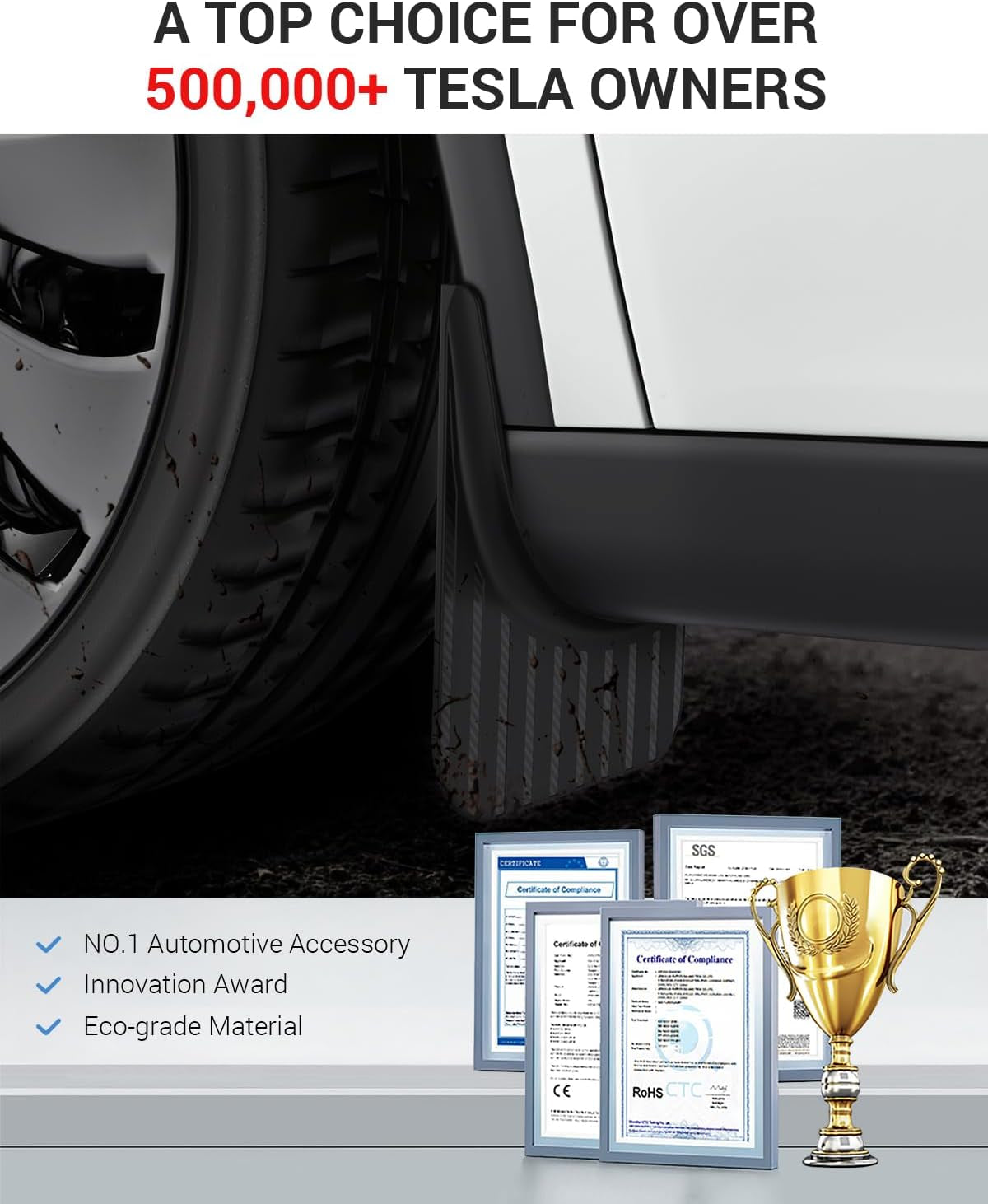 New Version Tesla Model Y Mud Flaps Fenders [No Drilling No Tape] [10X Stronger] All Weather Tire Protector Splash Guards Mudflaps for Tesla Exterior Accessories