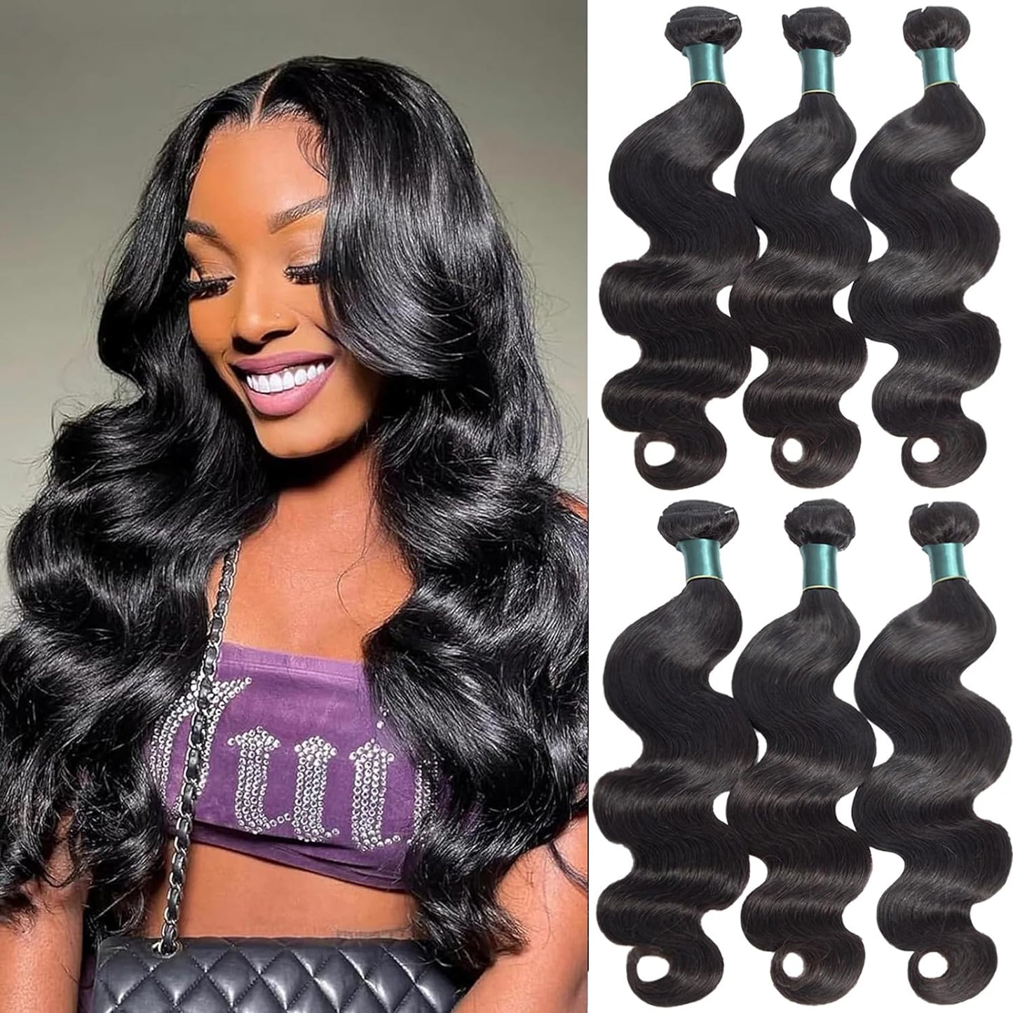 Brazilian Human Hair Bundles 18 20 22 Inch Body Wave Bundles Human Hair 12A 100% Unprocessed Virgin Hair Weave 3 Bundles Deals Human Hair Natural Black Color (18 20 22, Body Wave 3 Bundles)