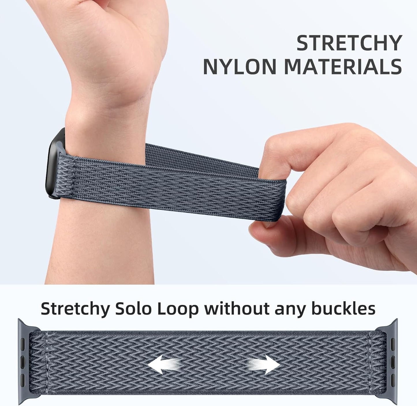 Braided Solo Loop Compatible with Apple Watch Bands for Men 49Mm 46Mm 45Mm 44Mm 42Mm 38Mm 40Mm 41Mm, Soft Stretchy Nylon Sport Wristbands for Iwatch Ultra Series 10/9/8/7/6/5/4/3/2/1 SE