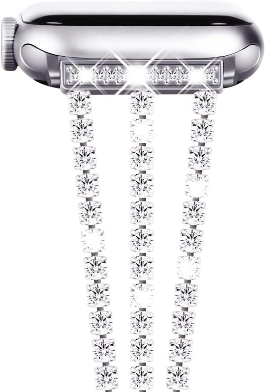 Compatible for Apple Watch Band Series 9 8 Series 7 SE Series 6 5 4 3, Sparkling Bling Shiny Diamonds Bracelet for Iwatch Band Womens
