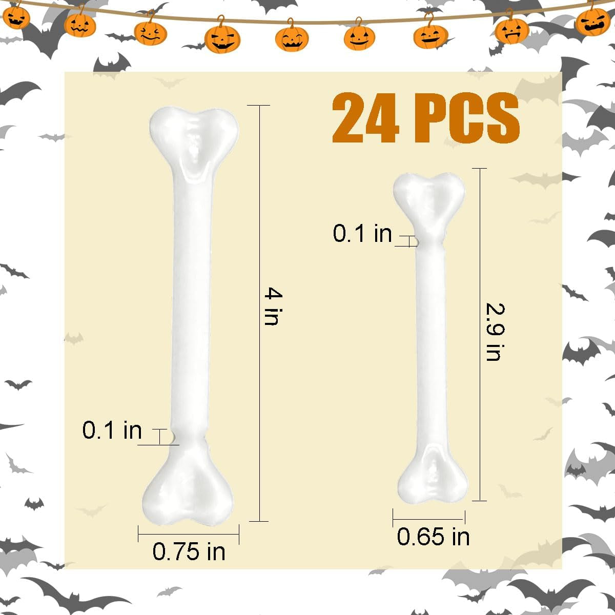 Mini Plastic Bones, 24Pcs Halloween Small Human Skeleton Bones,Artificial Skull Bones,White Fake Bones for Halloween Carnival Party Decoration Costume Prop Cosplay DIY Supplies