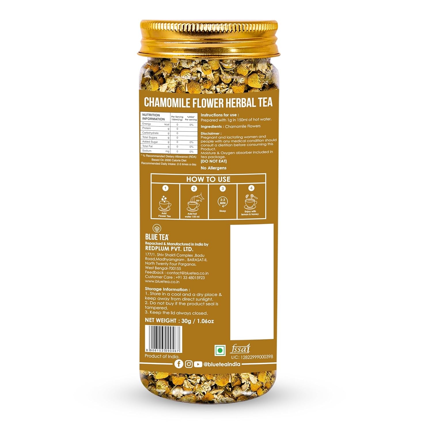 - Chamomile Tea - 1.05 Oz - 30+ Cups - Loose | SLEEP TEA | Herbal Tea - Caffeine Free - Flower Based - Vegan - Non-Bitter- Non-Gmo - Natural Ingredients | Pet Jar Packaging TLBH